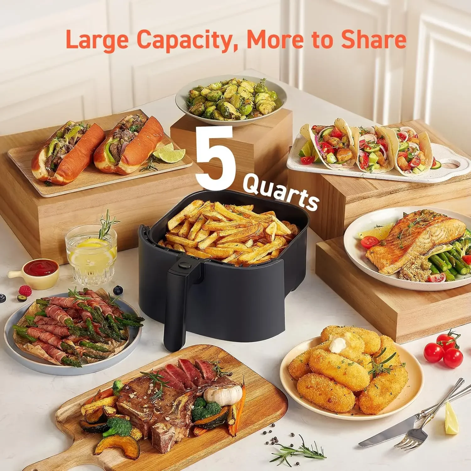 NEW Air Fryer Pro LE 5-Qt Airfryer, Quick and Easy Meals, UP to 450℉, Quiet, 85% Oil less, 130+ Recipes, 9 Customizable