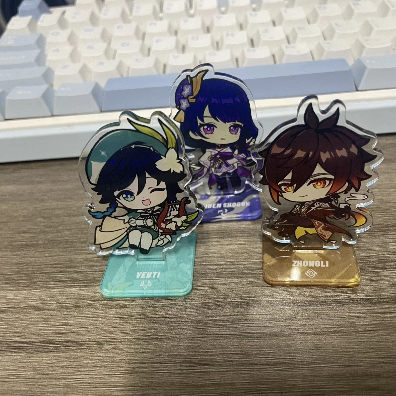 Game Genshin Impact Venti Zhongli Raiden Shogun Nahida Furina Mavuika Cosplay Standing Plate Acrylic Figure Stand Accessory Gift