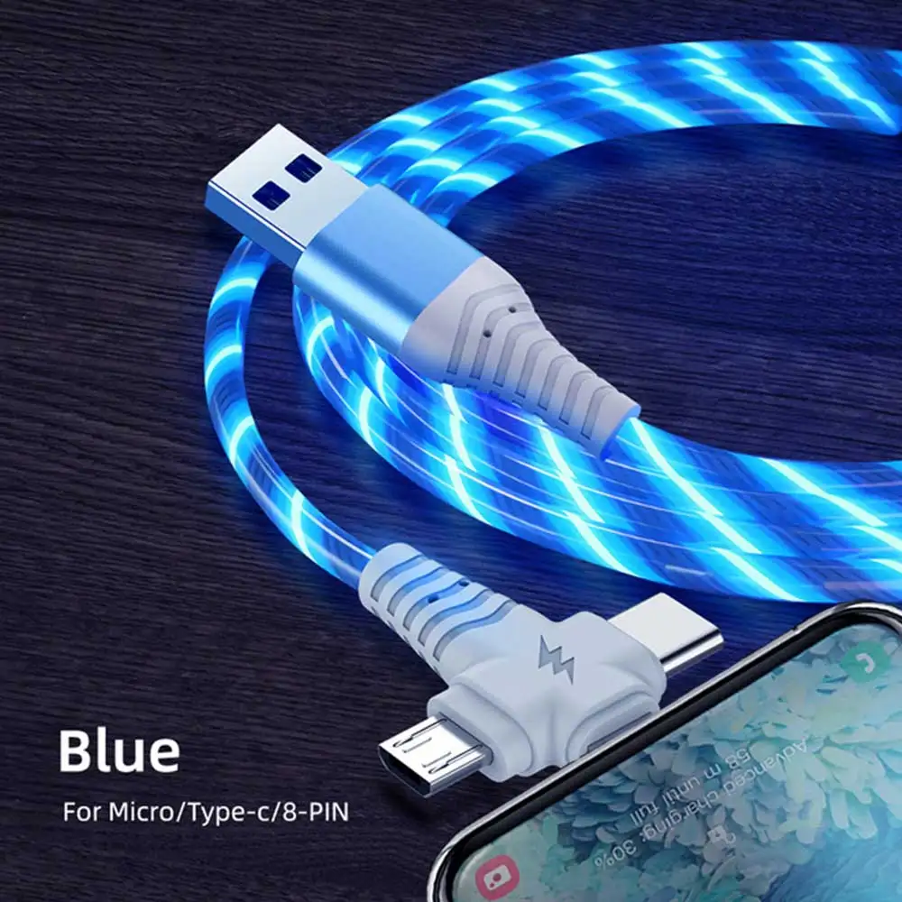 MVQF-Cable de carga 3 en 1 6A, Cable de datos que fluye, línea de carga rápida, Conector Micro USB tipo C para Samsung, Xiaomi, Huawei para iPhone