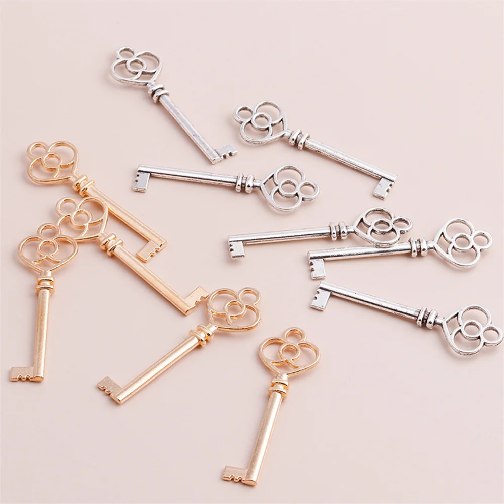 Leslie 5 Stück 60mm Legierungs-Metall-Schlüsselanhänger für Ohrringe, Halsketten, Handgemachtes DIY-Schmuckzubehör – Detail 1