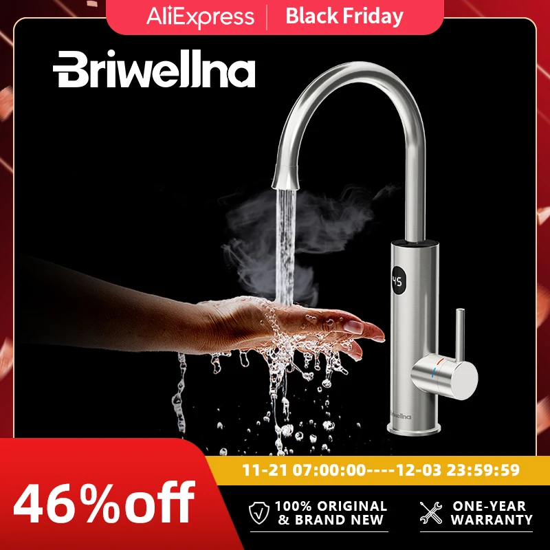 

Briwellna 220V Electric Instant Water Heater 2 in 1 Kitchen Faucet Tankless Water Heater Tap Chauffe Eau Instant Geyser KM12