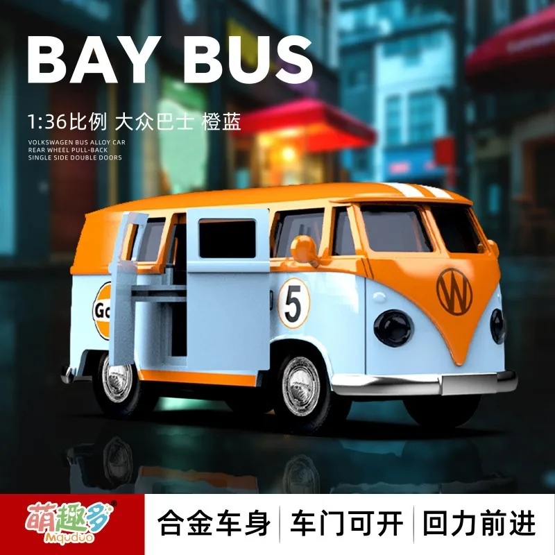 

1: 36 Bus T1 Toy Car Alloy Bread Car Model Door Opening Power Retro Children's Toy
