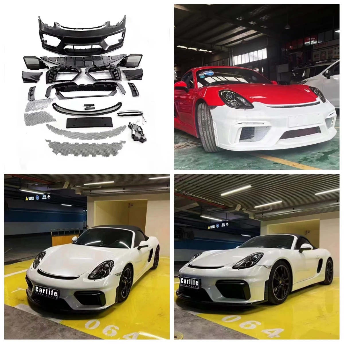 

Auto Body Systems Car Parts Body Kit Front Bumper Assembly with Grill for Porsche Cayman 718/981upgrade to GT4 Style Body Kits