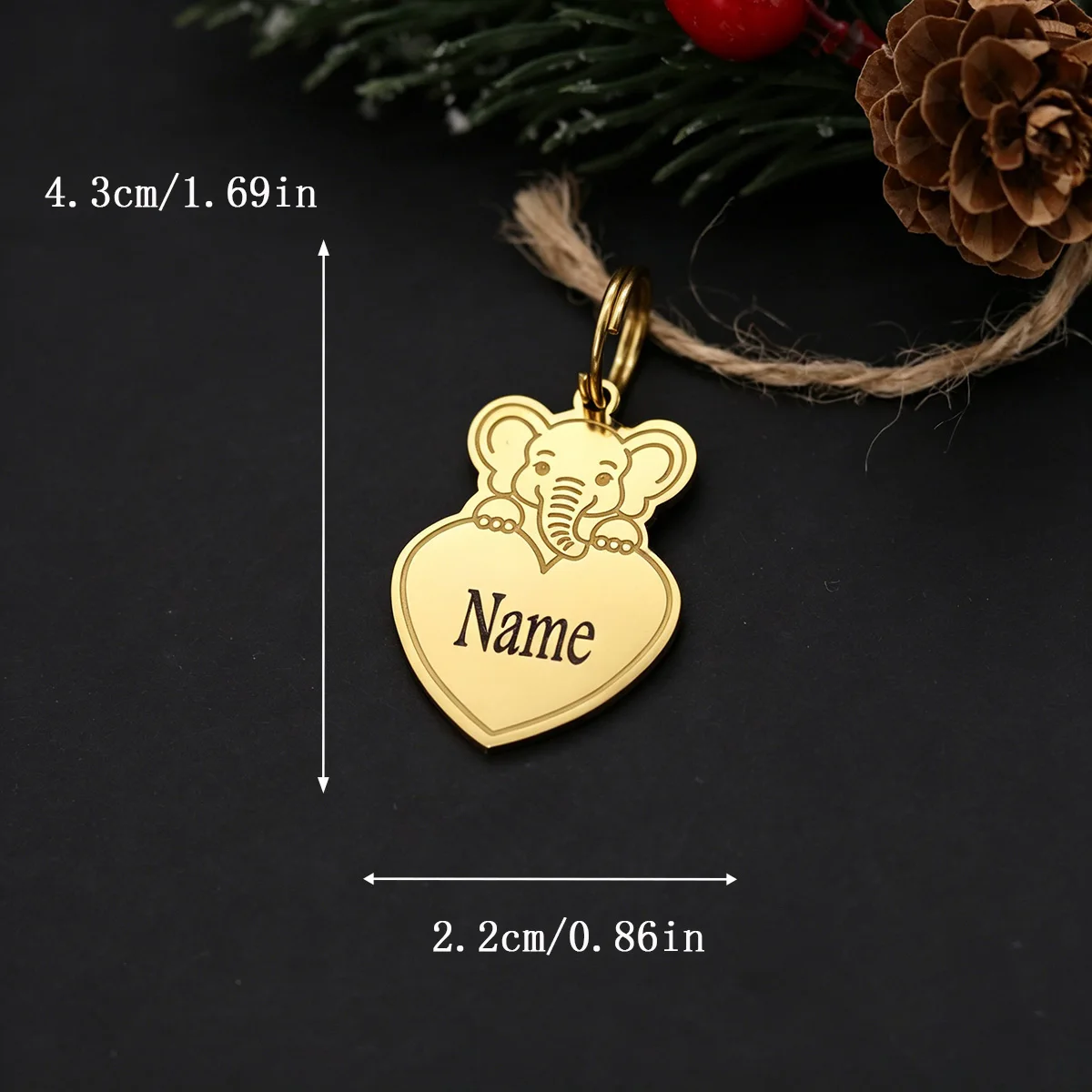 Custom Engraved Elephant Heart Keychain Stainless Steel Personalized Name Animal Key Chain Backpack Accessories Gift