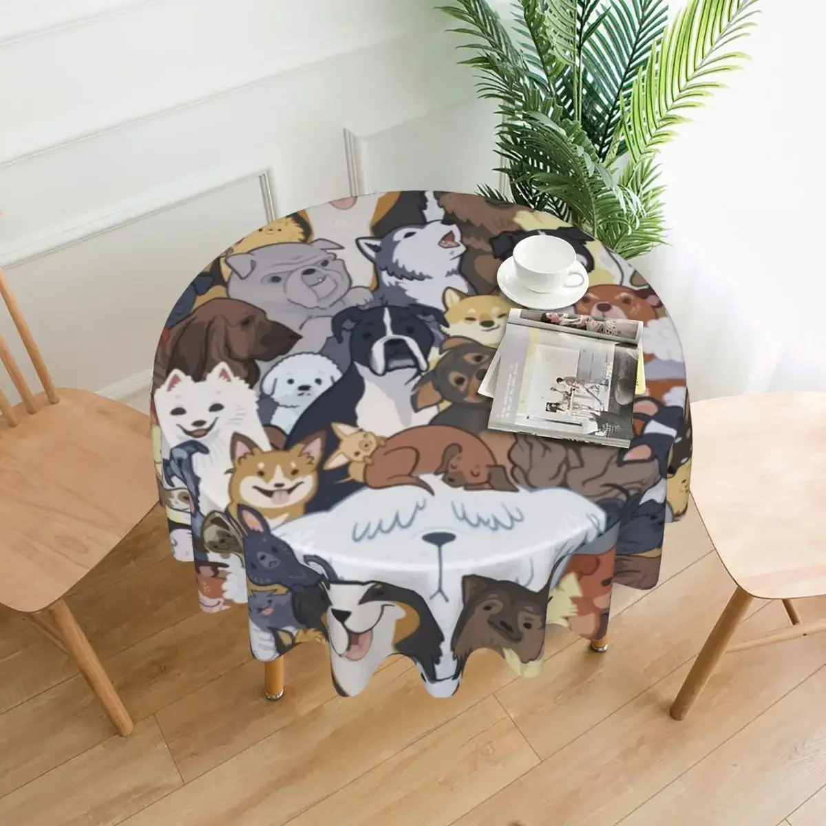 Pupper Dog Tablecloth Pet Funny Round Table Cloth For Living Room Dining Table Cover Wholesale Graphic Table Decoration