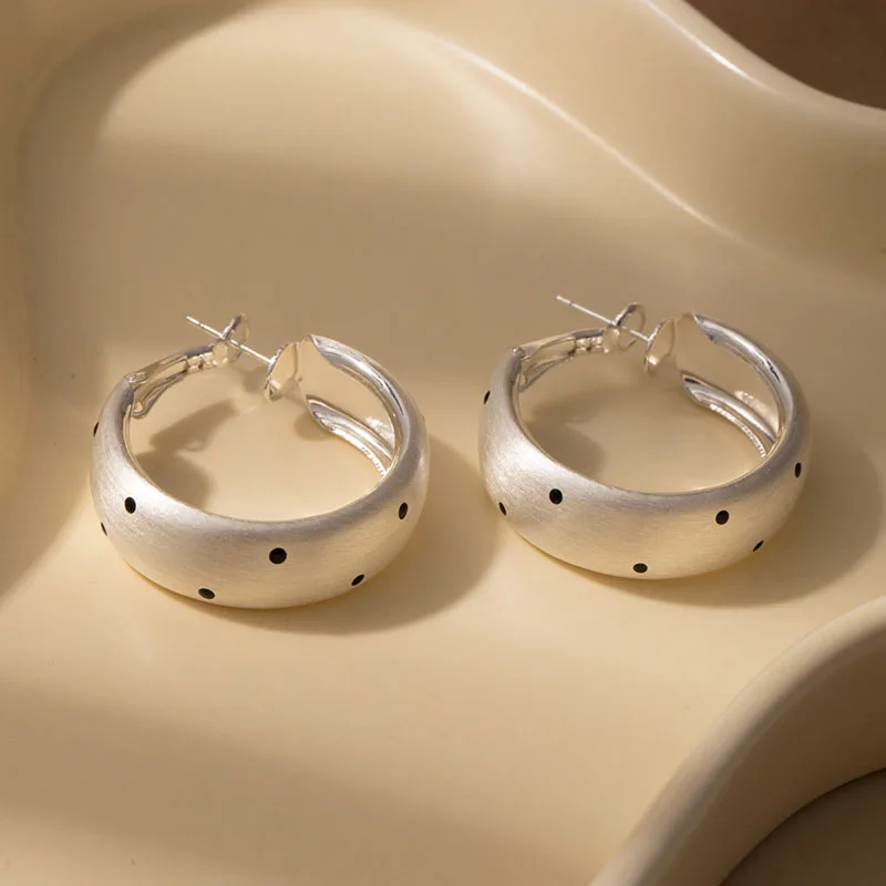 Fashion Geometric Circular Polka Hoop Earrings For Women Simple Temperament Metal Hoop Earrings Party Accessory Gift image 5