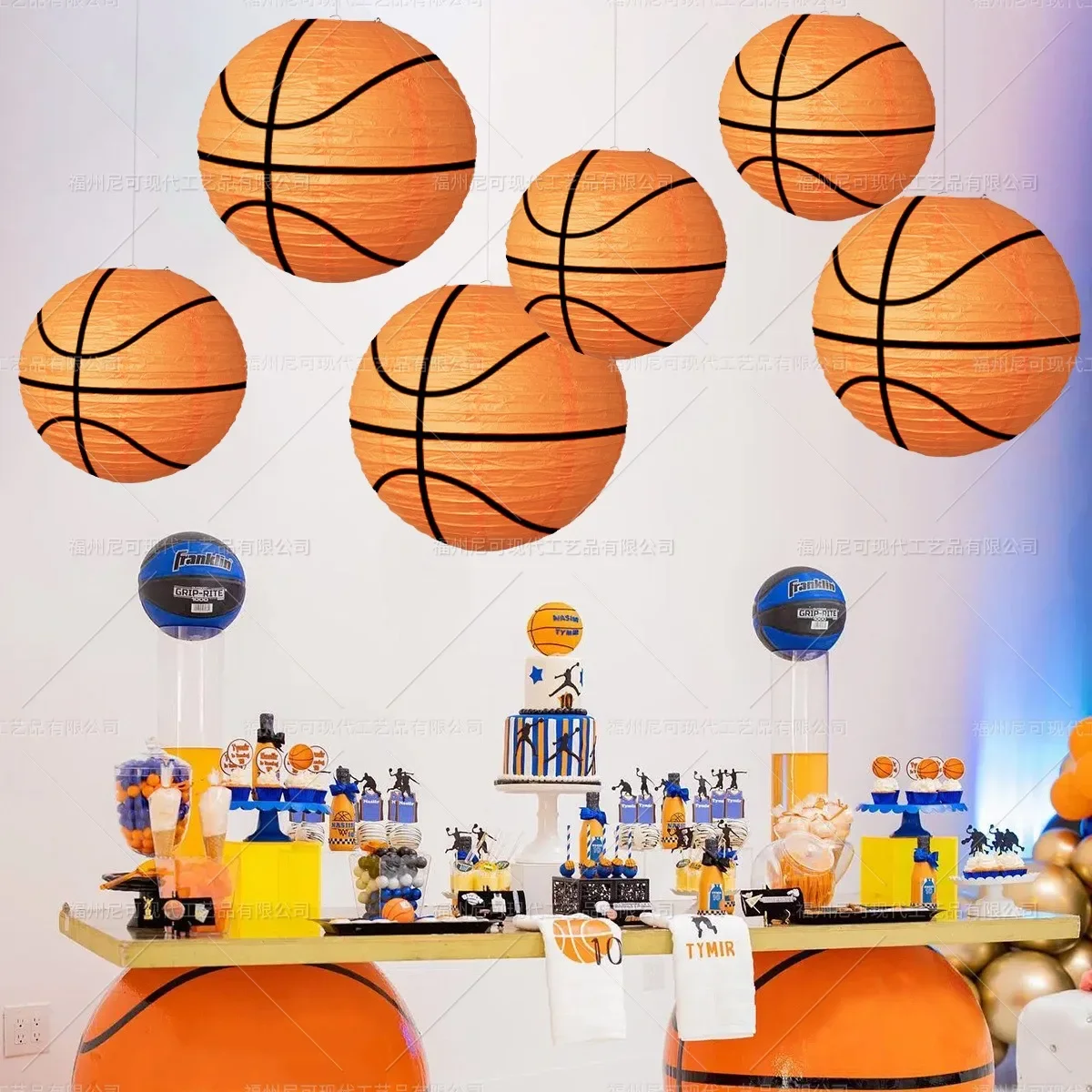 Basketball Paper Lanterns Sports Theme Basketball Hanging Pendants Ceiling Decoration Happy Sports Boys Birthday Party Decor