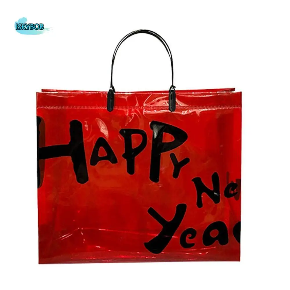 

Fashion Packaging Bag New Year Red Gift Bag Transparent Bag Letter Transparent Shopping Bag Gift Bag Storage Bag Men