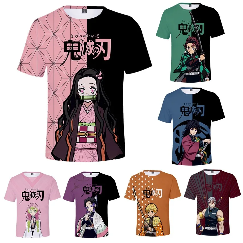 

Hot Sale 3D Printing T shirts Anime Demon Slayer Parent-child Tshirt Children's Clothing Short Sleeve Sweatshirt Cartoon Tops