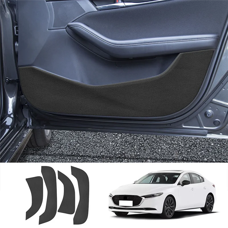 Car Lychee Skin Leather Door Protector Pad Door Plank Anti-Kick Pad Anti-Dirty Pad Mat Cover for Mazda 3 AXELA