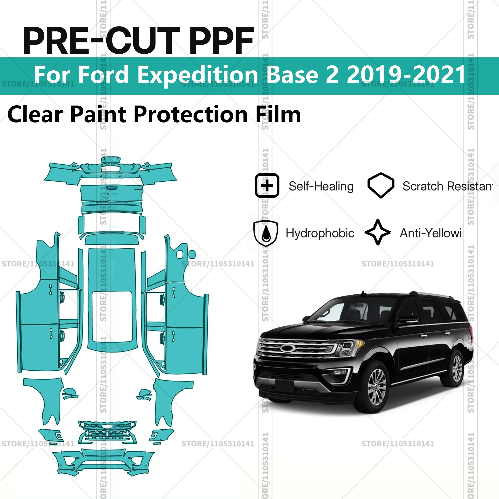 

Предварительно нарезанная прозрачная защитная пленка PPF для автомобилей, профессиональная автомобильная пленка PPF для Ford Expedition Base 2 2019-2021