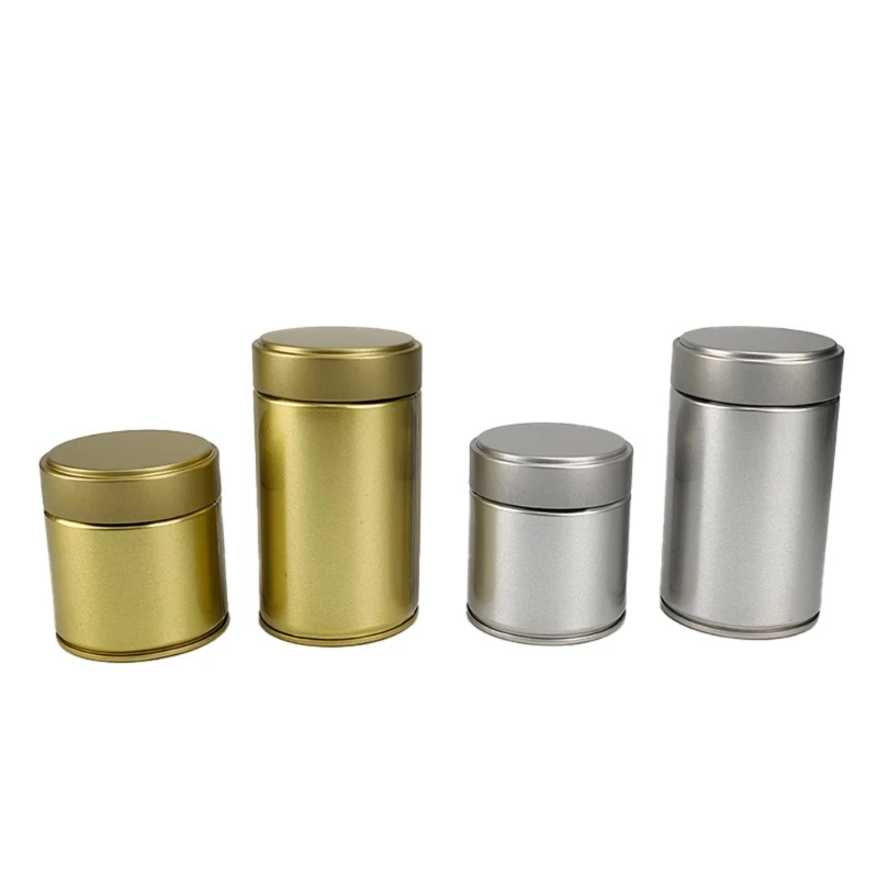 F26C Dedicated Tea Powder Tin with Fitted Lid and Smooth Tinplate Body for Kitchen, Display Cabinet, or Study Organization