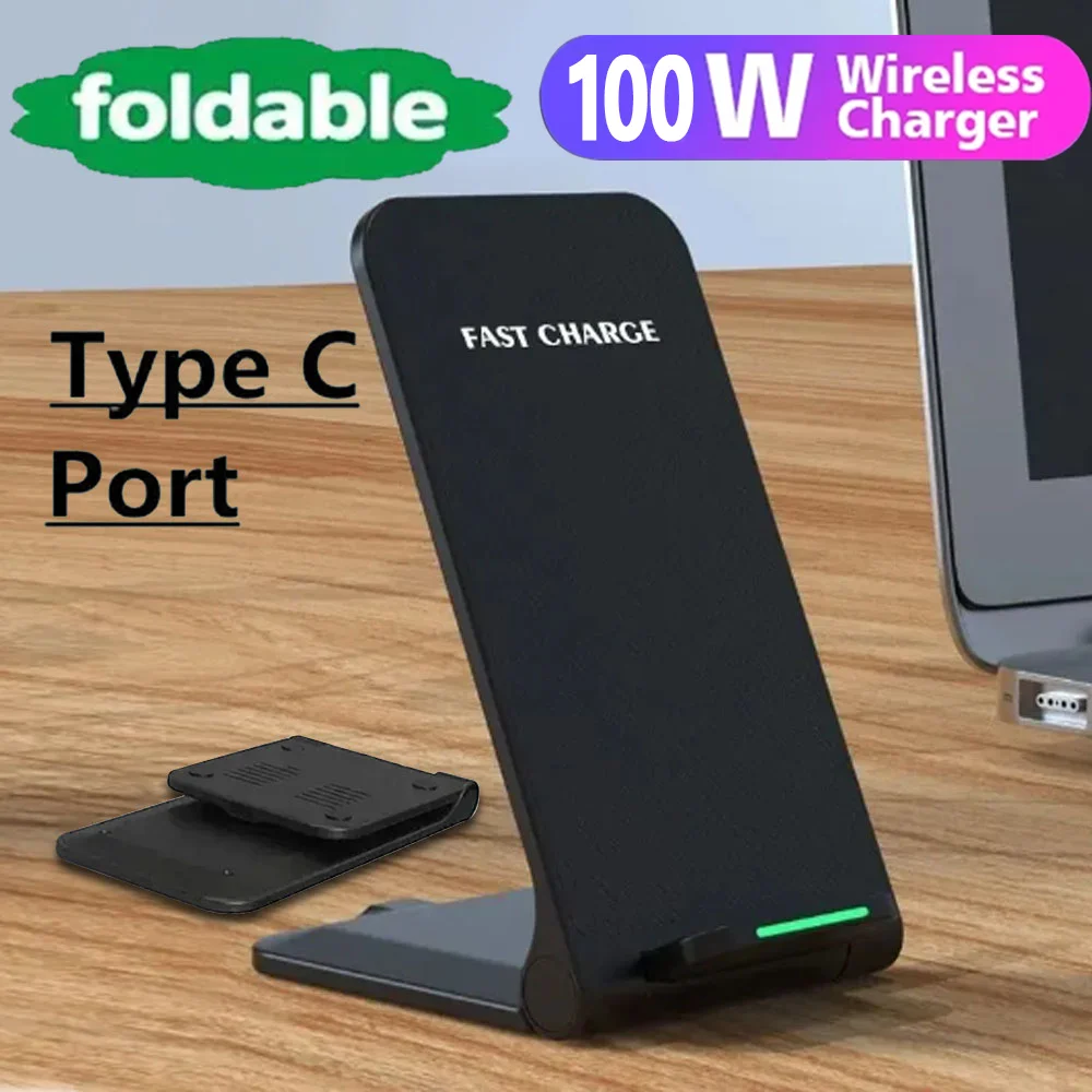 100W Foldable Wireless Charger Stand Pad Fast Charging For iPhone 15 14 13 12 11 XS XR Samsung S21 S24 S8 Huawei Qucik Charger