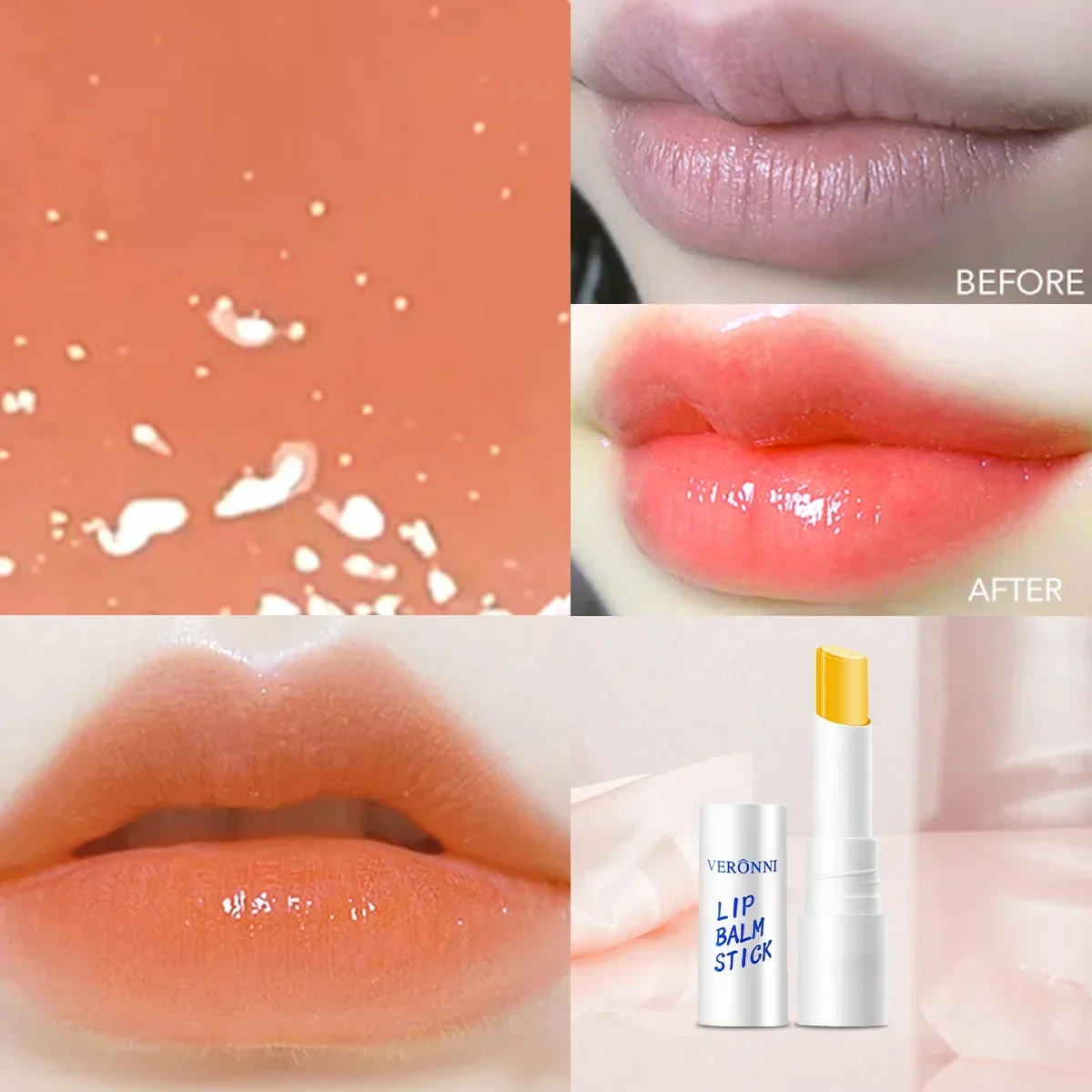 Bálsamo labial anti-seco hidratante, fácil de transportar, batom anti-cracking, tonalidade labial colorida, cosméticos para lábios, 2 cores