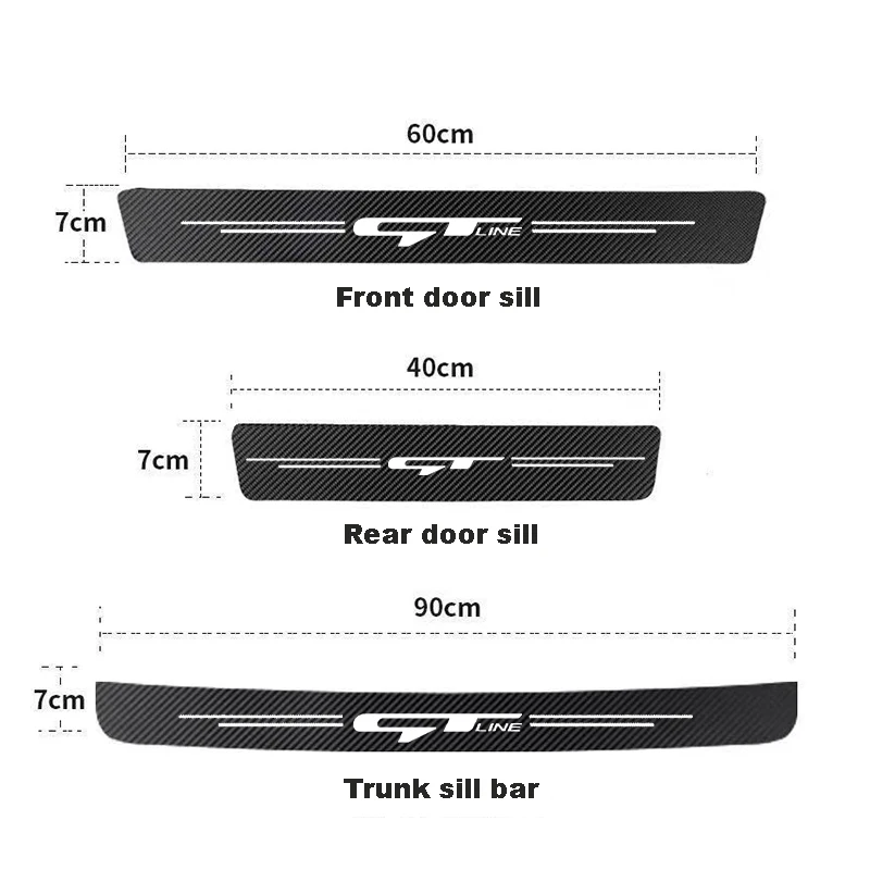 Carbon Fiber Car Door Sill Threshold Anti Scratch Protective Stickers Decals For Kia GT Line Sportage Ceed Picanto K3 K5 Stonic