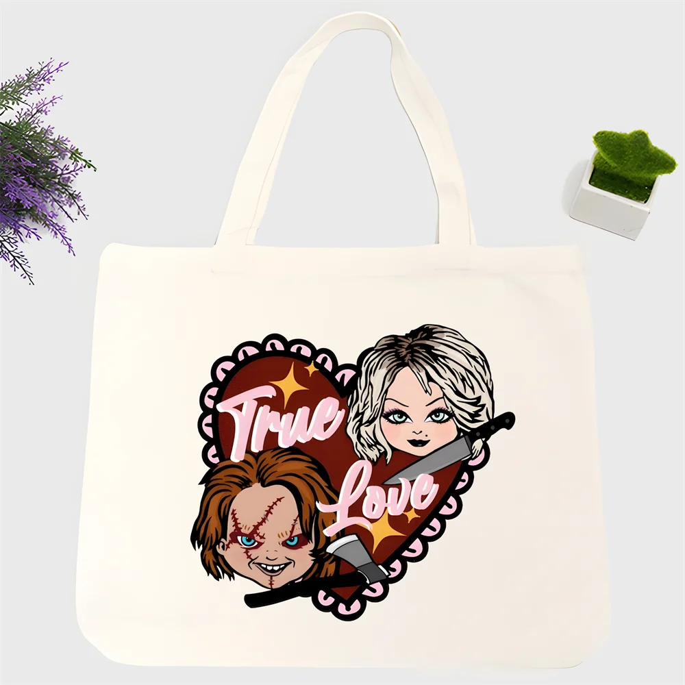 

Bride of Chucky Scary Horror Chucky Simple Women Package Elegant Canvas Bag Handbags Shoulder Bags Casual Shopping Girls Handbag