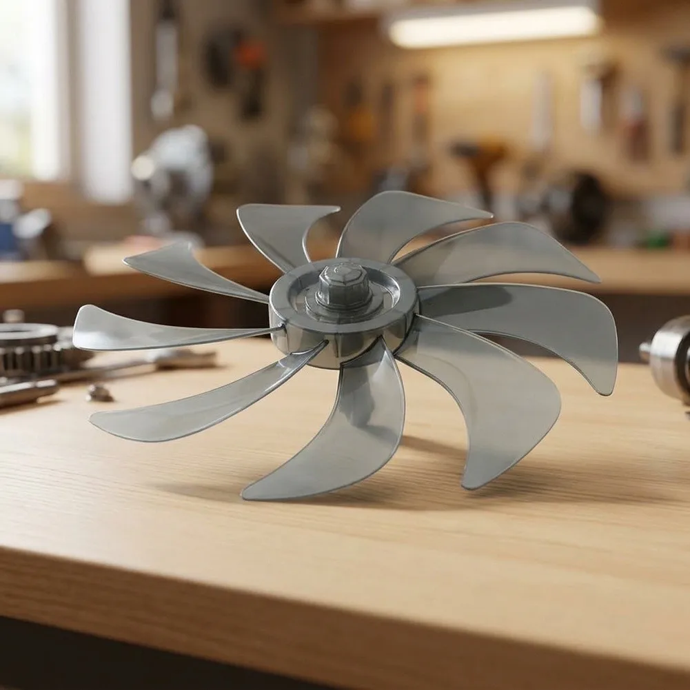Quietly Operating 14 Inch Household Floor Fan Components Features a Unique Nine Blade System and Secure Nut Covers