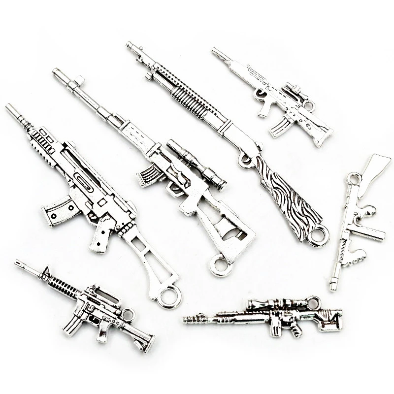 10pcs/lot Antique Silver Plated Spear Gun Charms Pedants DIY Jewelry Making Accessories for Necklace Keychain Craft Findings