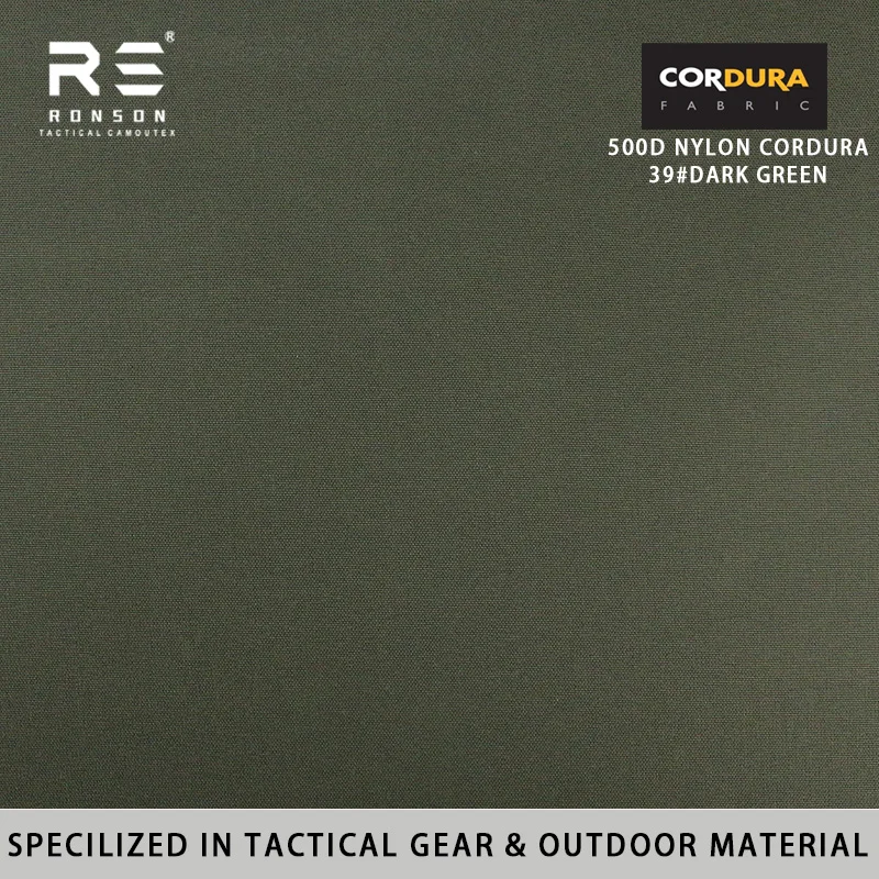 

39 # Темно-зеленая нейлоновая ткань Cordura 500D, водонепроницаемая и прочная для тактического и наружного использования, тканая ткань с полиуретановым покрытием для улицы