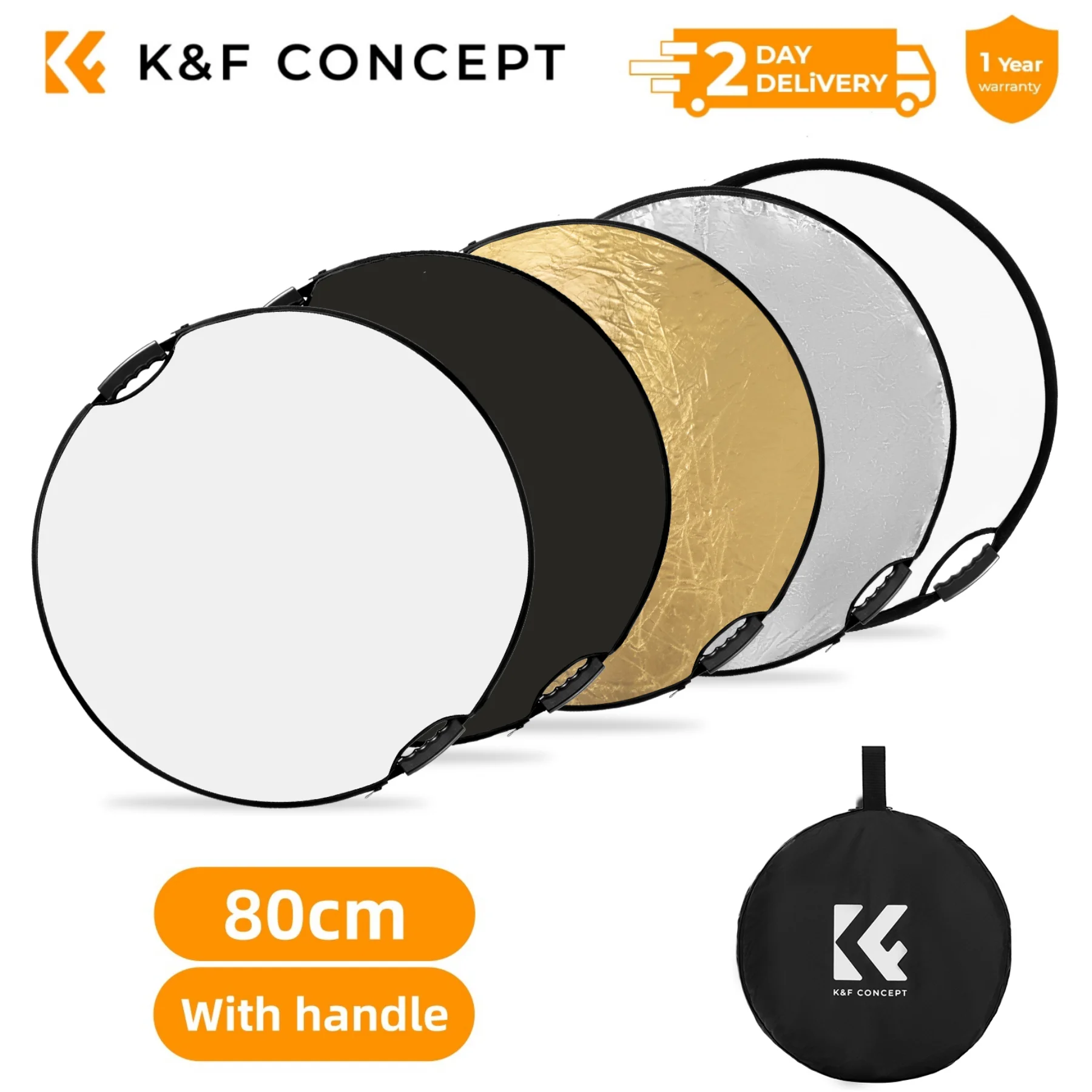 K&F CONCEPT 5-in-1 lichtreflector met handvat Fotografie Lichtblokkerende fotografietafel Ronde reflector Doorschijnend paneel