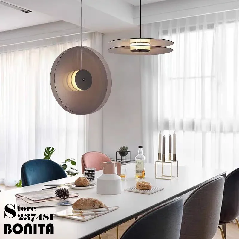 

Modern Homeb Lighting Fixture UFO Glass disk Pendant Lamp Bedroom Dining table office LED double round shape Ceiling Chandelier