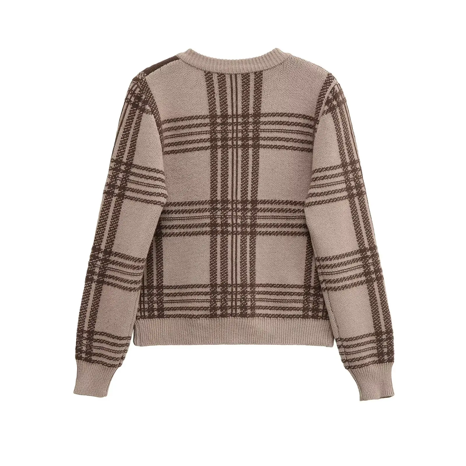 سترة نسائية جديدة من JNLEAOG لفصل الخريف، تصميم عصري بنقشة مربعات وأكمام طويلة وياقة مستديرة، مصنوعة من ألياف البوليستر، كارد... #1