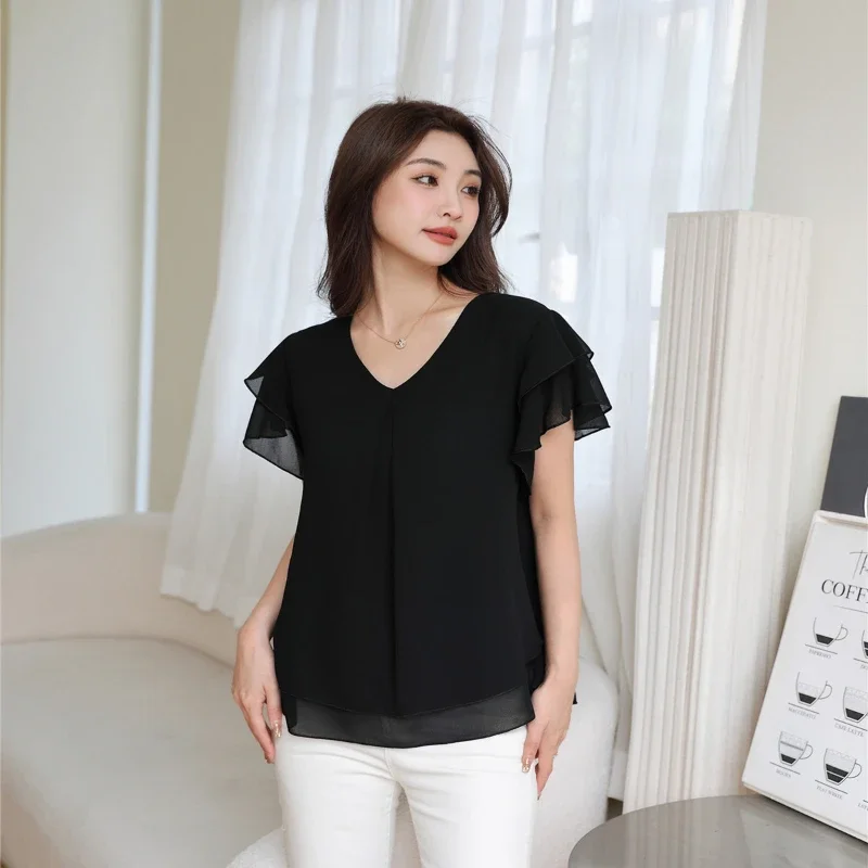 

Fashion Brand Women Blouse Summer Loose Plus Size Short Sleeve Chiffon Top White Top Western Style Shirt Blusa Women Tops Z131