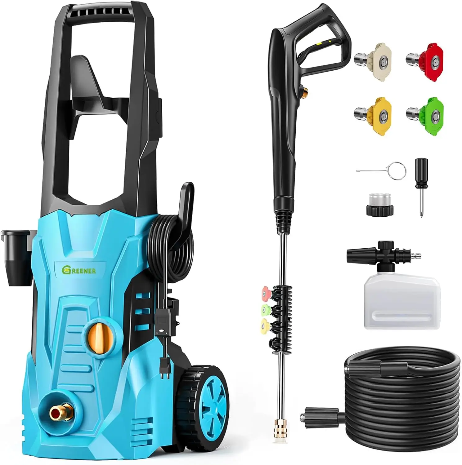 

Electric Pressure Washer 4800 PSI, 4 Quick Nozzles, 3.0GPM, 23FT Outlet Hose, 16FT Power Cord, Power Washer Electric Powered wit