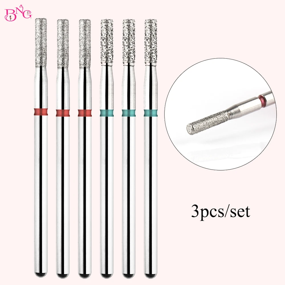 BNG 3 قطعة أداة قص الأظافر مثقاب الخشب المهنية مسمار الفن مانيكير لقمة ثقب الماس مسمار مزيل الجلد الميت أدوات 3/32 ''عرقوب