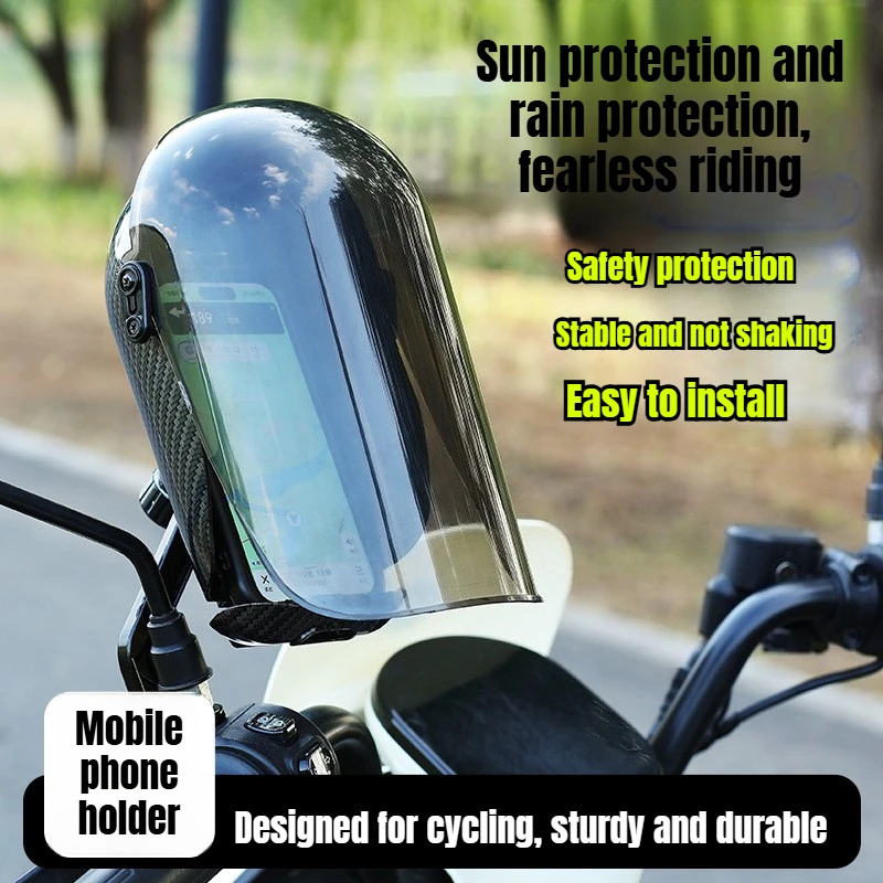 Waterproof Motorcycle Phone Holder with Sun Visor, Anti-Glare Bike Phone Mount for Motorcycle - view 4