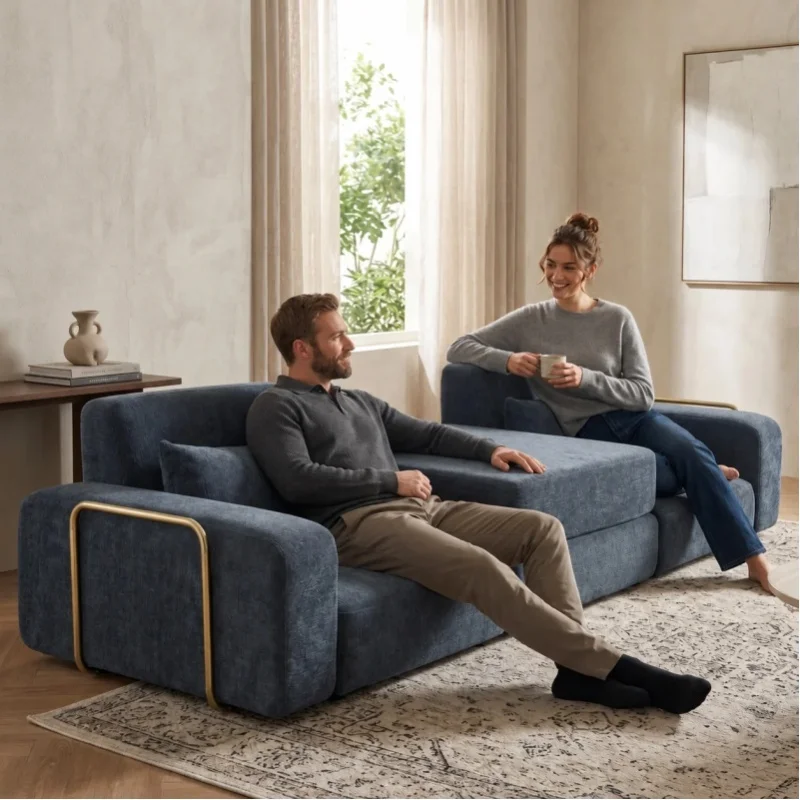 Nowa, dwuosobowa sofa, nowoczesna, wygodna, minimalistyczna sofa rozkładana, sofa kompresowana próżniowo, wielofunkcyjna sofa modułowa, idealna do domów i salonów. — 2