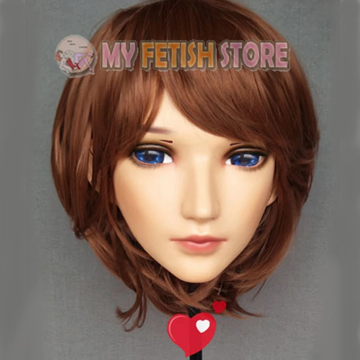 (Jing) femme douce fille résine demi-tête Kigurumi BJD yeux Crossdress Cosplay japonais Anime rôle Lolita masque avec yeux et perruque