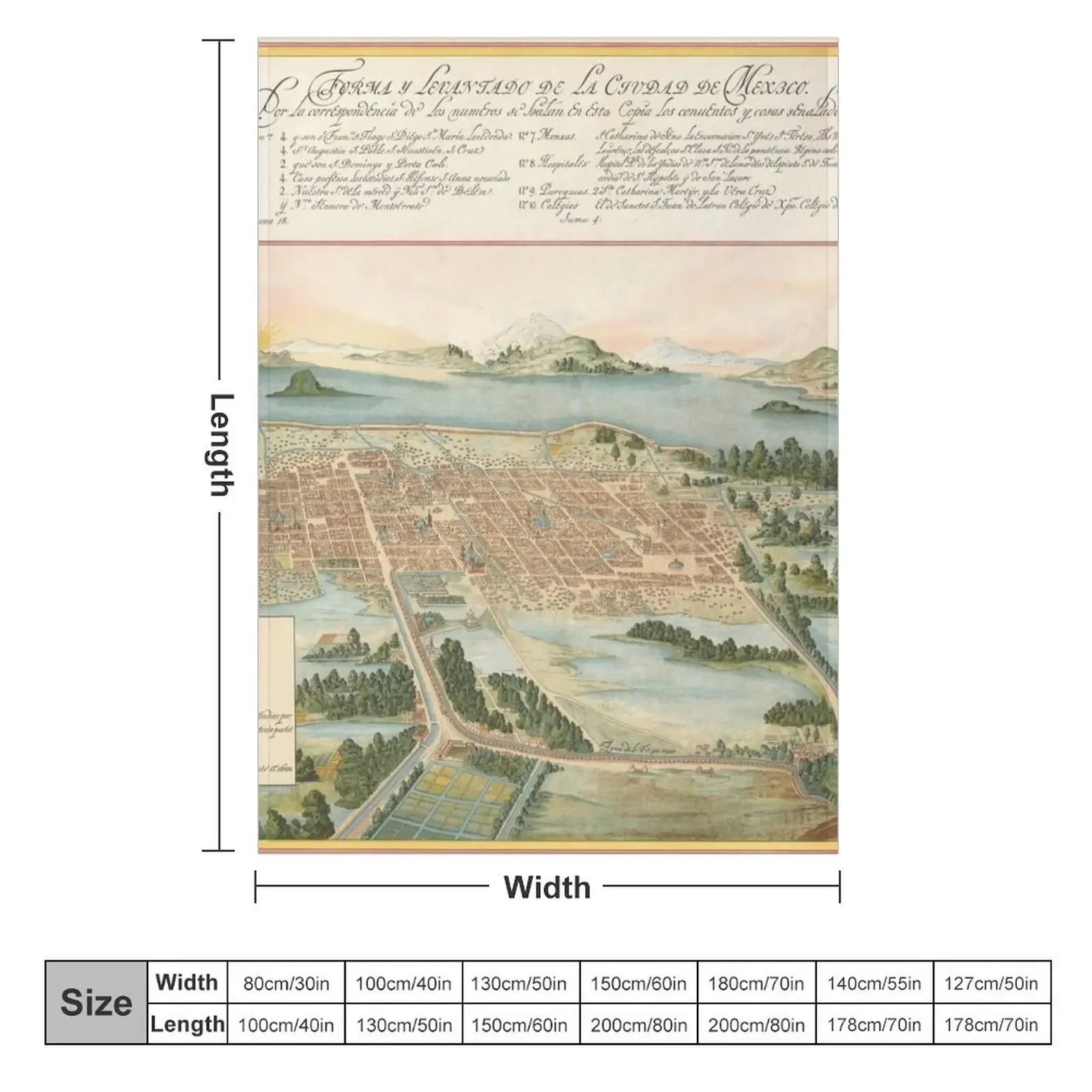 Vintage Pictorial Map of Mexico City (1628) Throw Blanket Designers blankets ands Decorative Sofas Polar Blankets