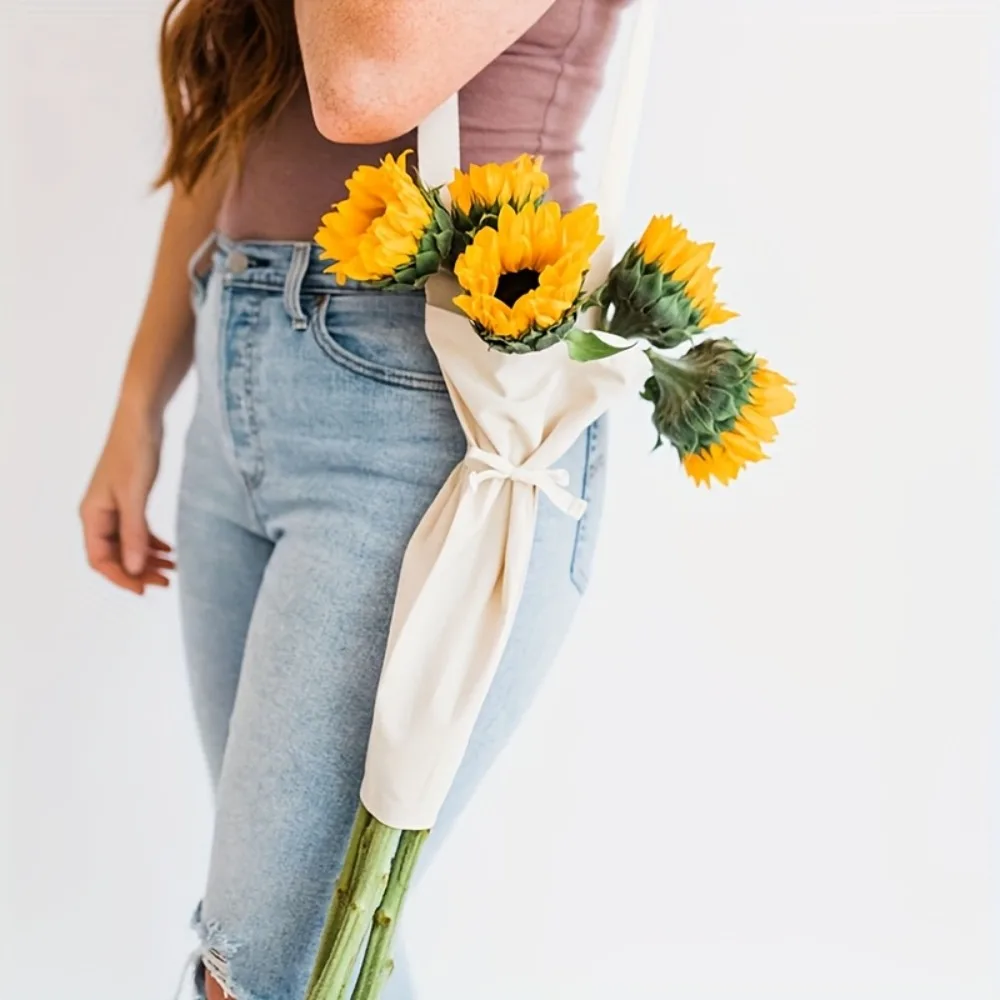 

Thickened Flower Wrapping Bag Handmade Portable Flower Cloth Tote Hanging Reusable Bouquet Packaging Bags Gardeners Gifts