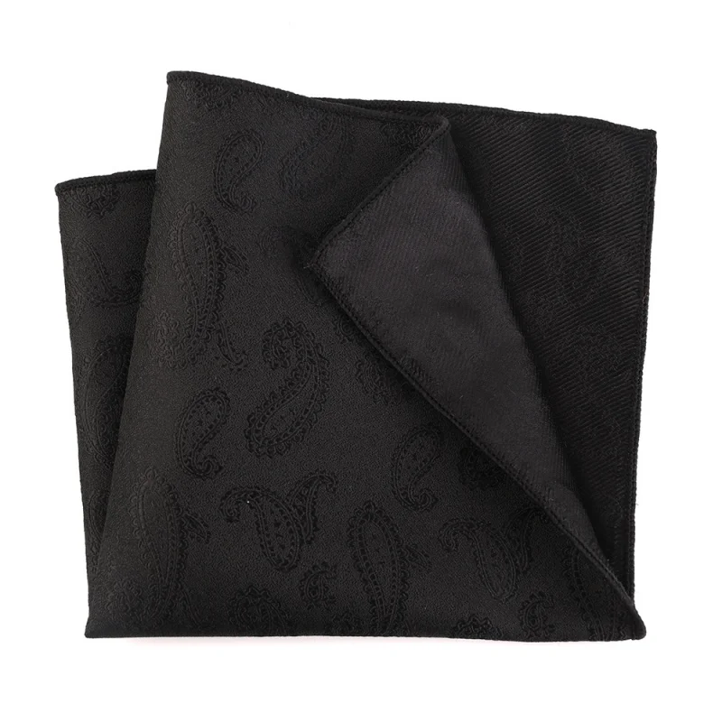 5PCS ชายชุดพ็อกเก็ตสแควร์สีดํา Dark รูปแบบแฟชั่นลายสก๊อตขนาดเล็ก Paisley Chest Square ผ้าเช็ดหน้า