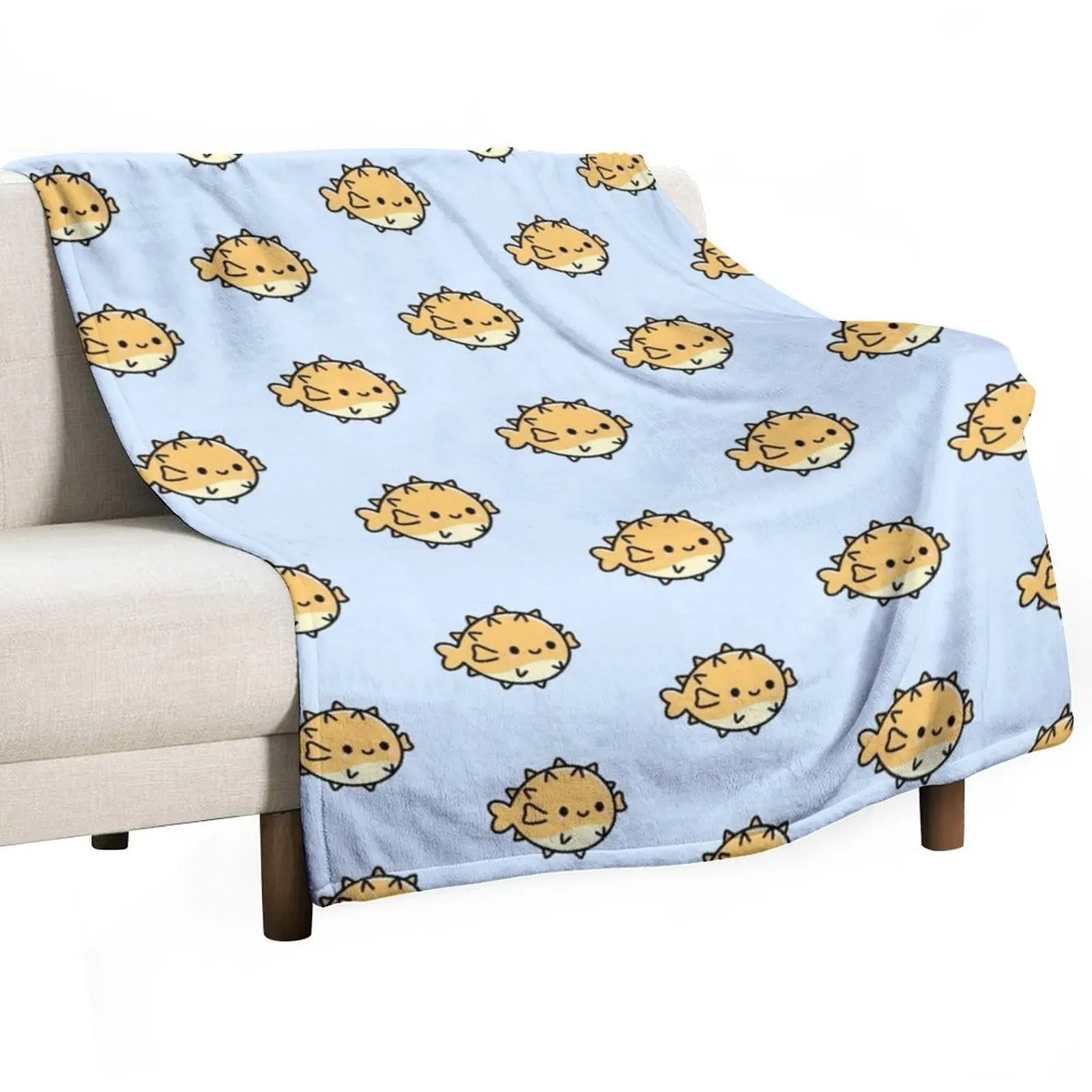 

Pufferfish Throw Blanket Flannel Fabric Beautifuls Bed linens Blankets