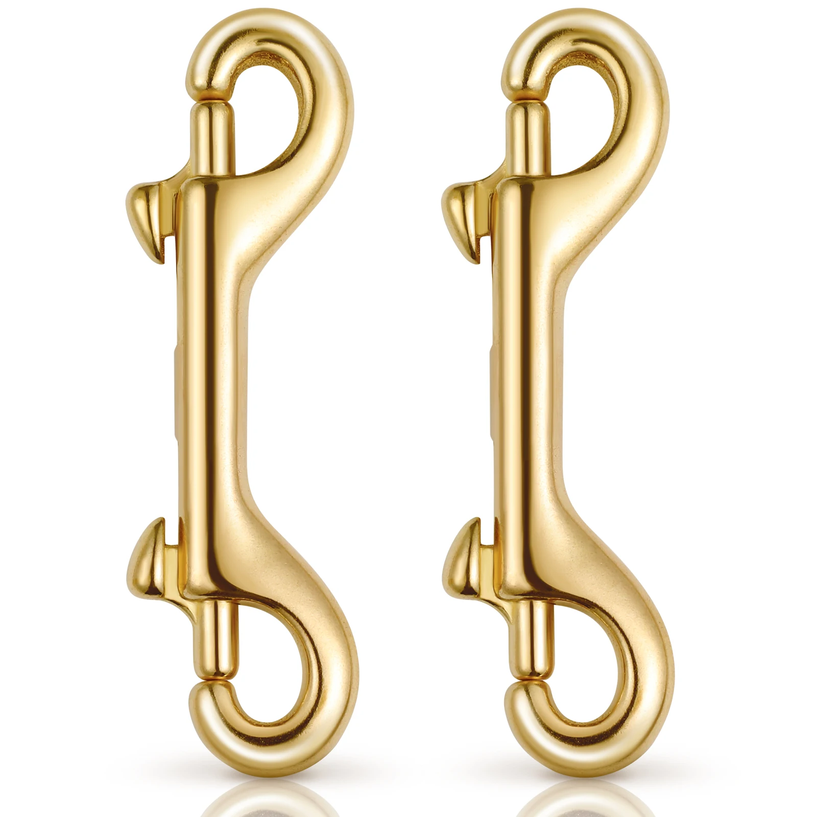 

2 pcs Double-head Hook Accessories Golden Brass Lobster Clasp Bag Strap Fastener Carabiner Jewelry Non-rust Secure Snap Hook