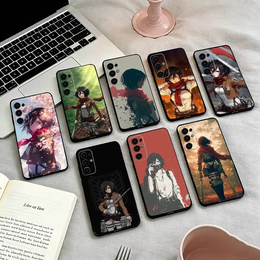 Hot Anime A-Attack On-n Titan Mikasa Phone Case For Samsung S25,S24,S21,S22,S23,S30,Ultra,S20,Plus,Fe,Soft Silicone Black Cover