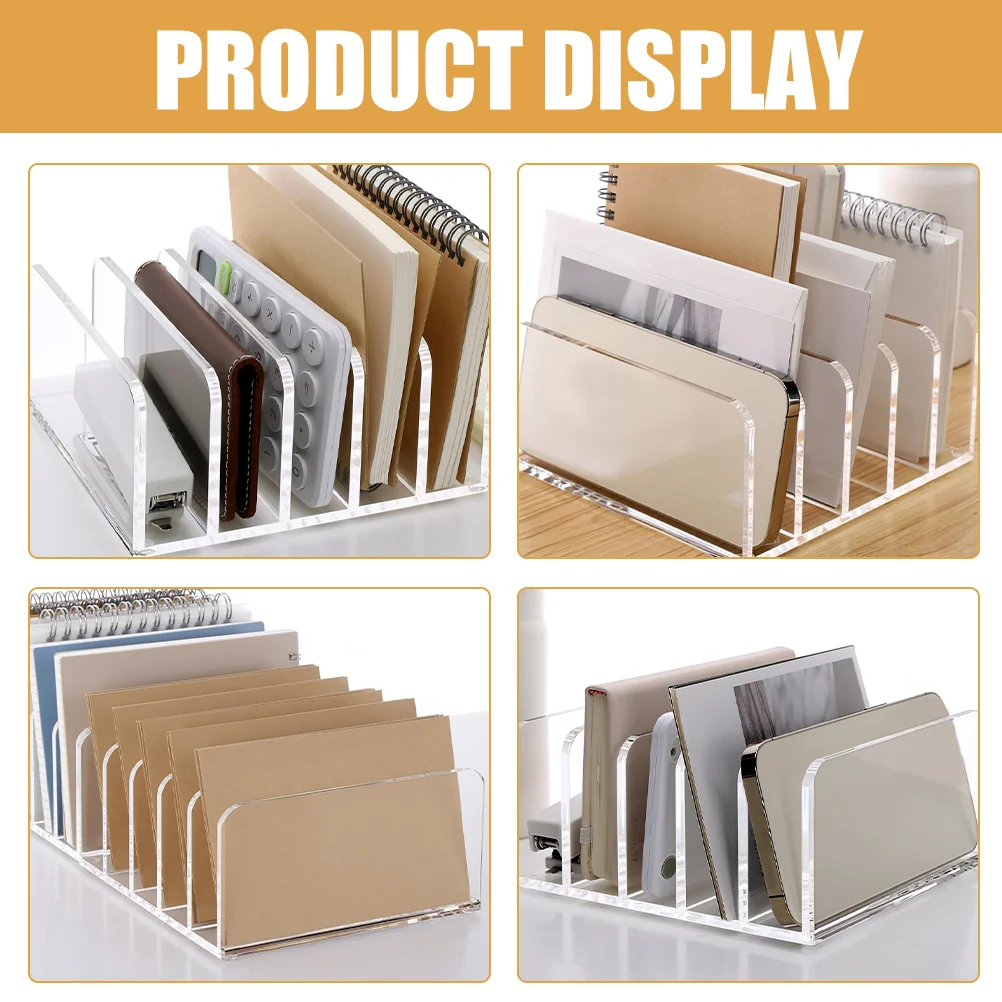Book Stand File Storage Rack Office Accessories Acrylic Folder Holder Desktop Bookshelf