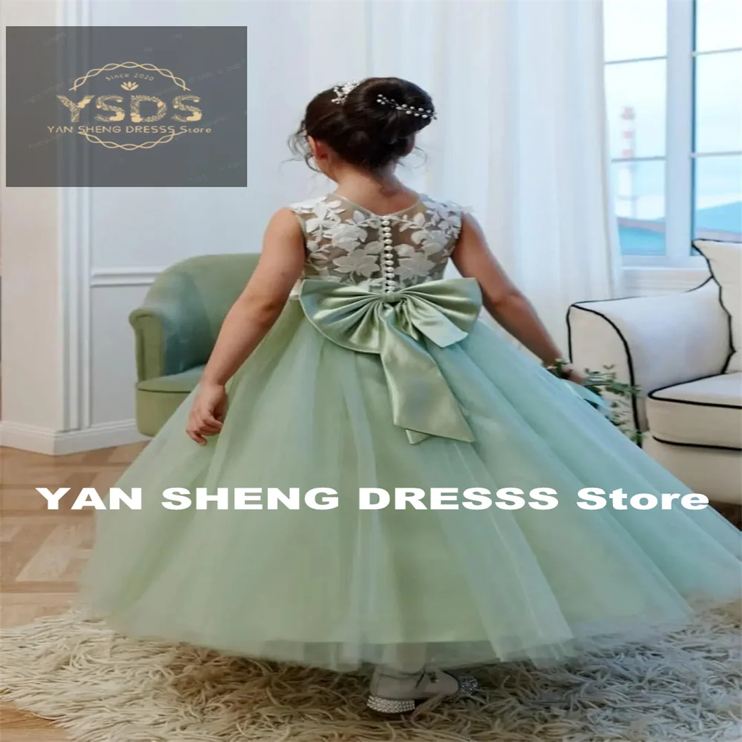 فستان فتاة الزهور من التول لوصيفة العروس وفساتين المناولة الأولى وحفلات الأميرة وفساتين الحفلات للفتيات