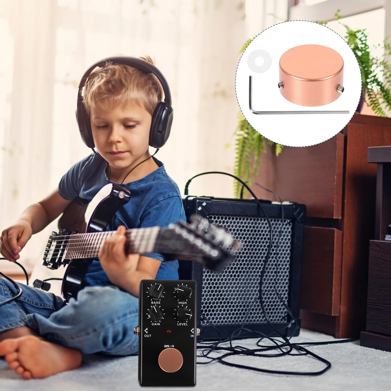 

Effect Pedal Cap Electric Guitar Knob Liquid Crystal Rose Gold Knobs Metal Child