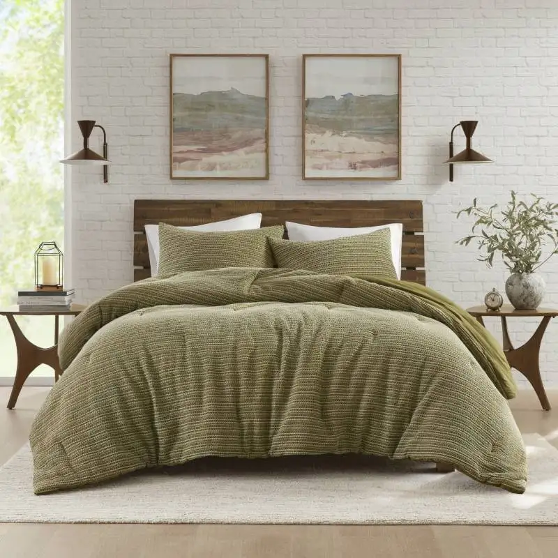 

3PCS King/Cal King Waffle Washed Comforter Set