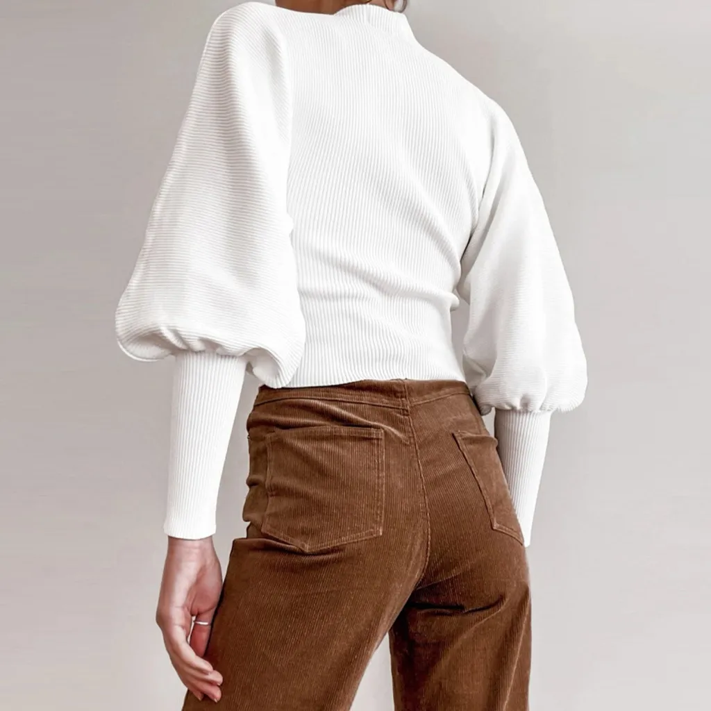 Suéter de Cuello medio alto para mujer, prendas de punto dulces y elegantes, de manga larga, color liso, informales, a la moda, otoño e invierno,