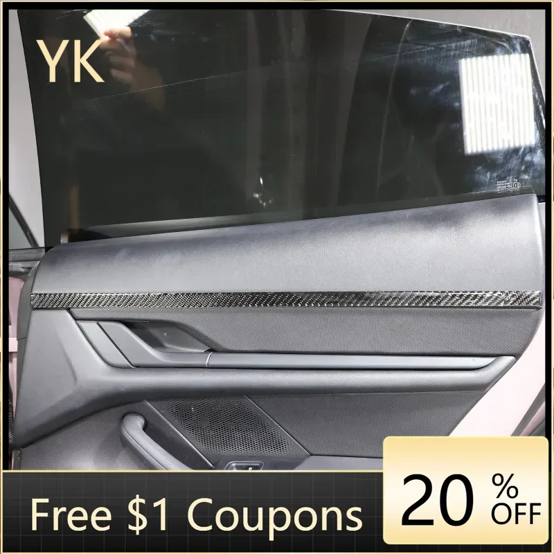

For Porsche Taycan 2019-2024 Soft Carbon Fibre Car Inner Door Plate Trim Strip Sticker Interior Car Accessories