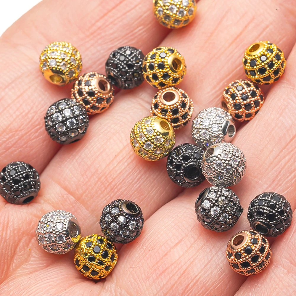 

5 шт. 6/8/10 мм платиновый микро-паве с кубическим цирконием, очаровательные хрустальные бусины, диско-шар, разъем для браслета, прокладка для изготовления ювелирных изделий своими руками