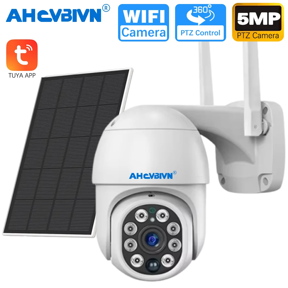 

Tuya Wifi Solar IP PTZ Camera Outdoor 5MP Waterproof Battery Powered CCTV Surveillance Security Camera Wireless 360° PTZ Control