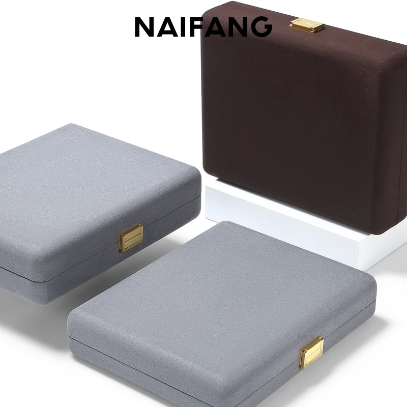 High-grade luxury microfiber jewelry box ring necklace storage box pendant double-sided jewelry gift box