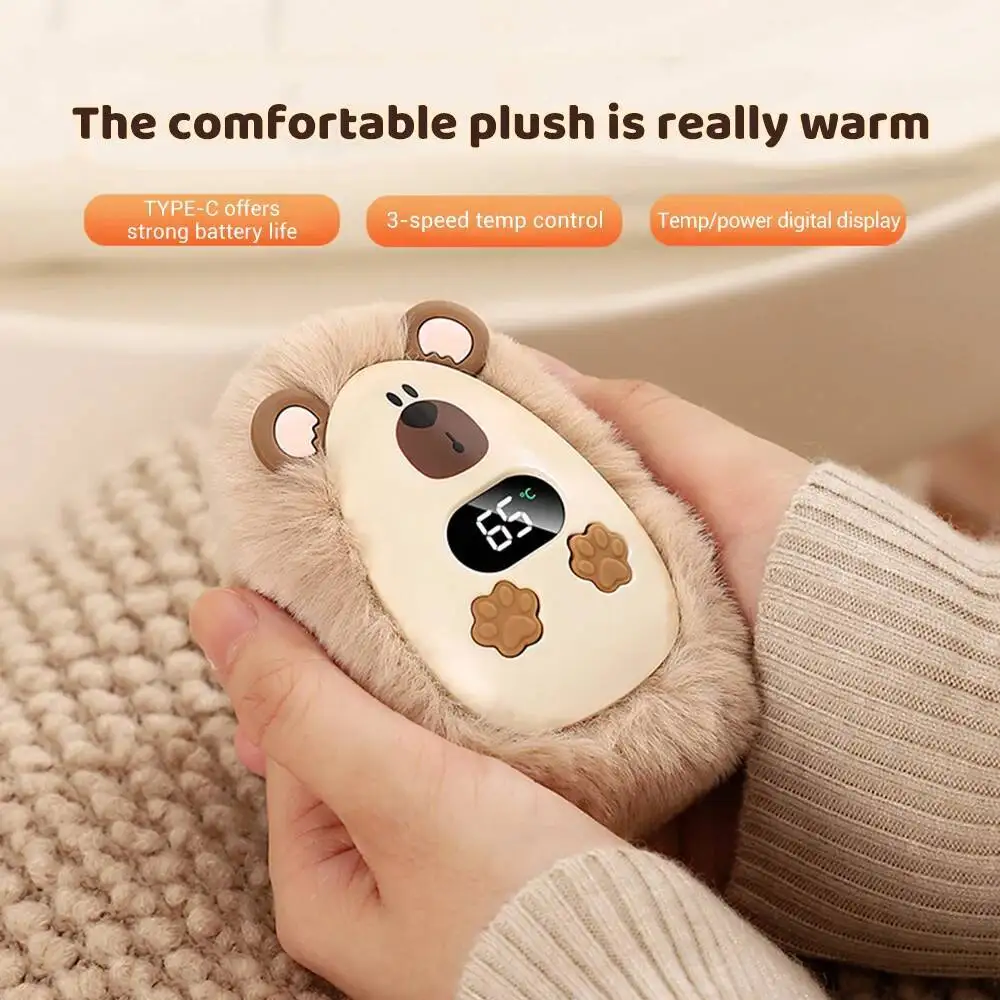 

5V Plush Winter Portable 3-Speed Adjustment 1200Mah Battery Life Long-Lasting Smart Temperature Control Hand Warmer