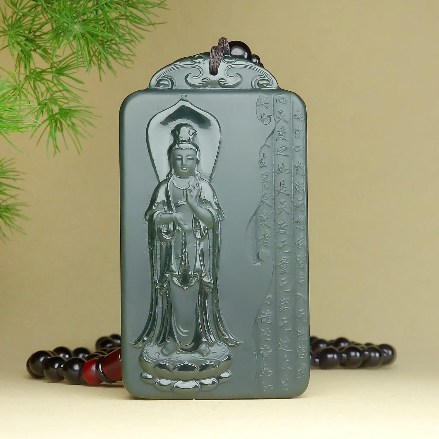 

Изысканные ювелирные изделия, натуральный нефрит Hetian Jade Qingyu Erxi Guanyin Jade, брендовый мужской изысканный резной сердце, сутра, станция Гуаньинь, нефрит