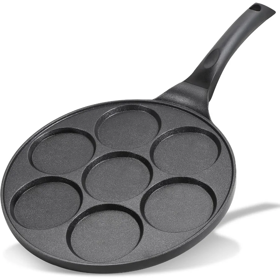

Nonstick Pancake Pan Pancake Griddle With 7mold Design Mini Pancake Maker With PFOA Free CoatingBlack